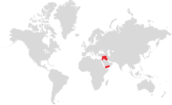 Karta med Mellanöstern markerat