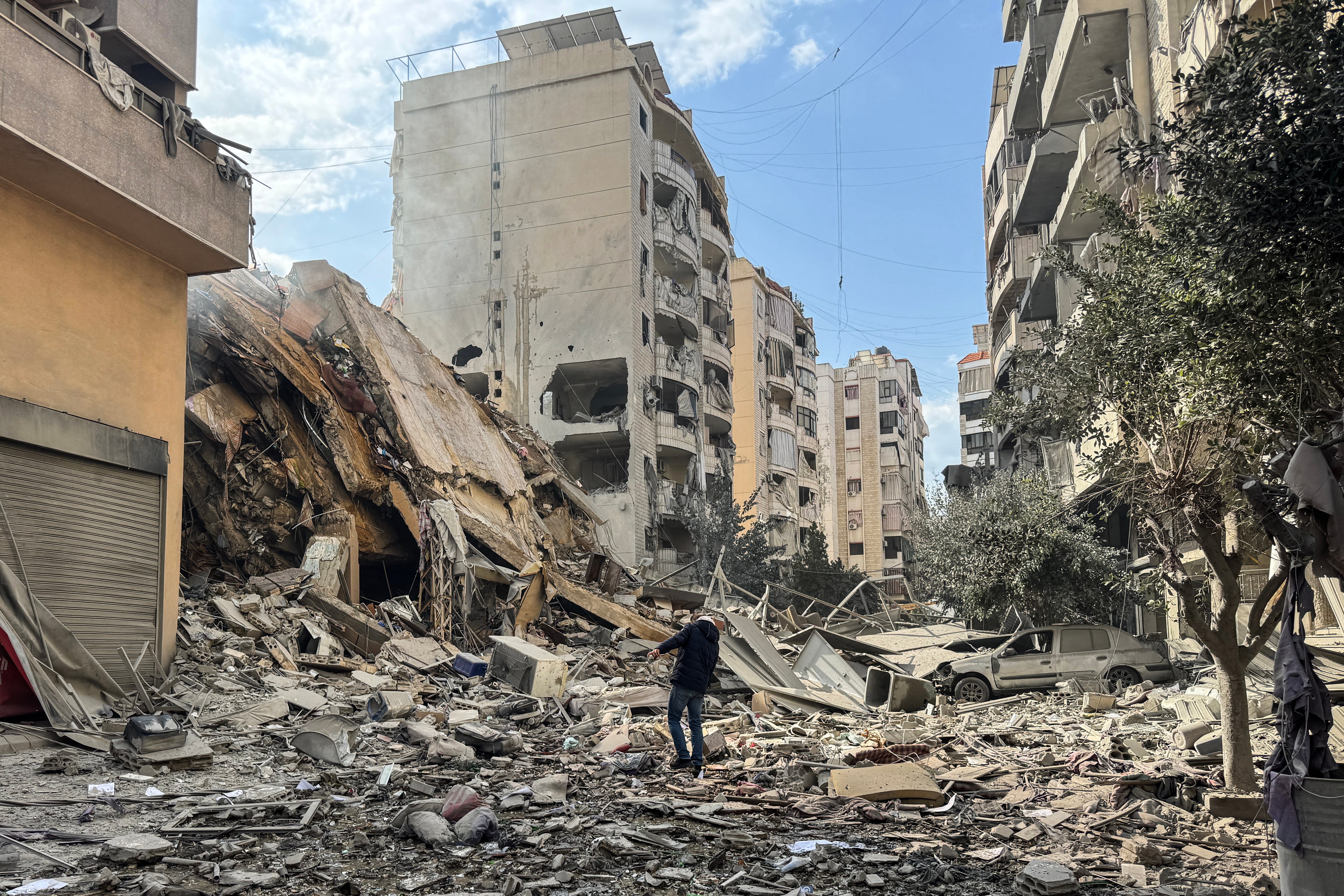 Raserade hus i Beirut, Libanon. 