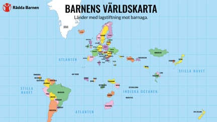 Barnens världskarta - länder som förbjuder våld mot barn