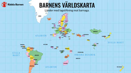 Barnens världskarta - länder som förbjuder våld mot barn
